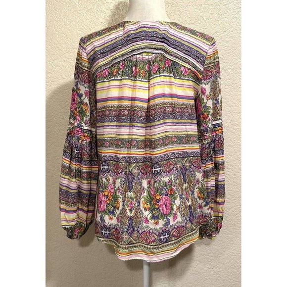 Anthropologie Maeve Ceresco Peasant Boho  Floral Blouse - Picture 5 of 6